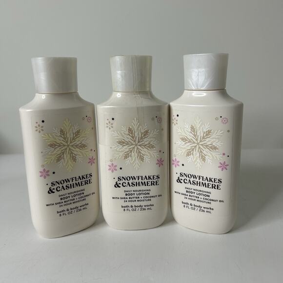 3 Bath & Body Works SNOWFLAKES & CASHMERE Daily Nourishing Body Lotion 8 fl oz - Picture 1 of 4